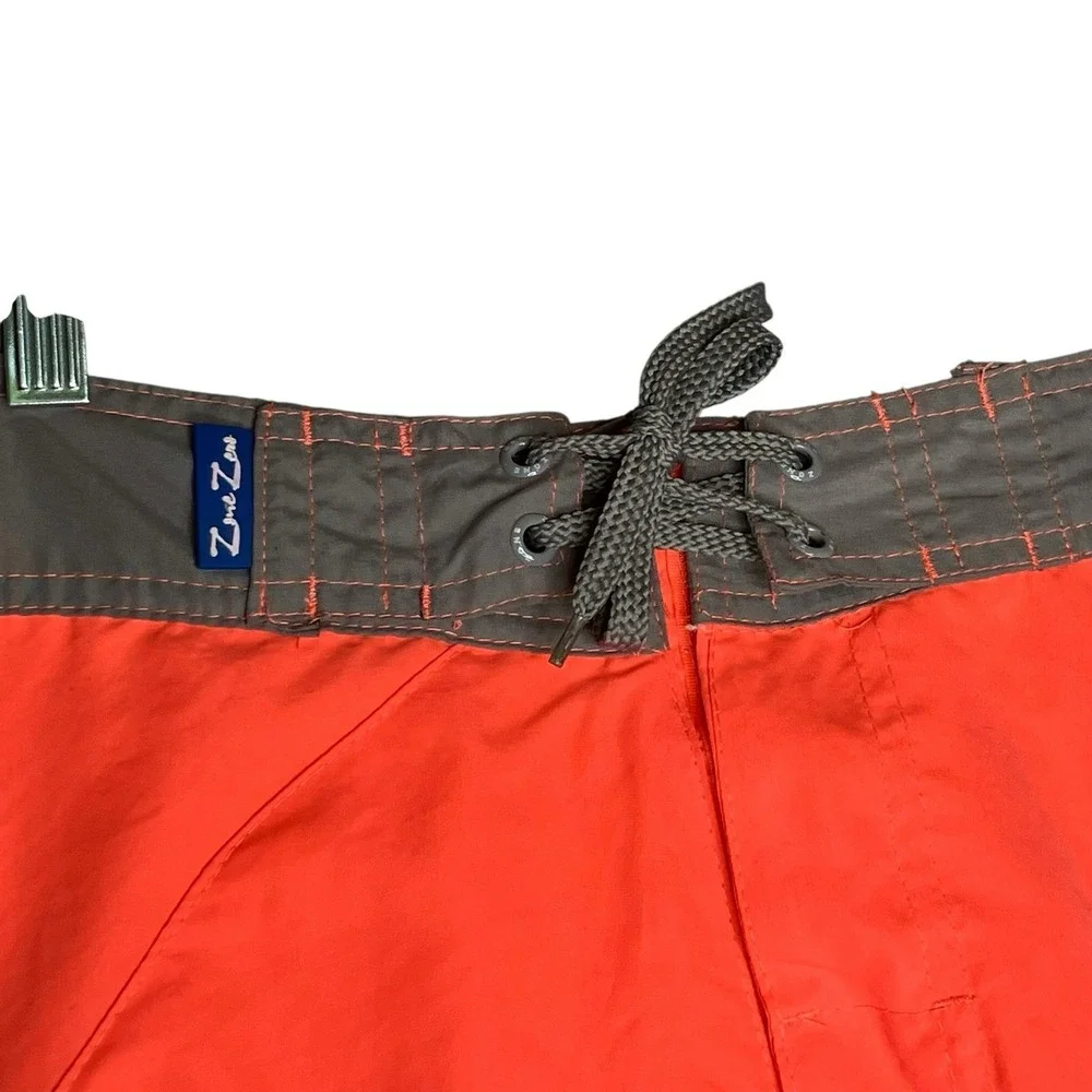 Zone Zero Board Shorts Mesh Lined Swim Trunks Drawstring Men 2XL 80's Retro Neon